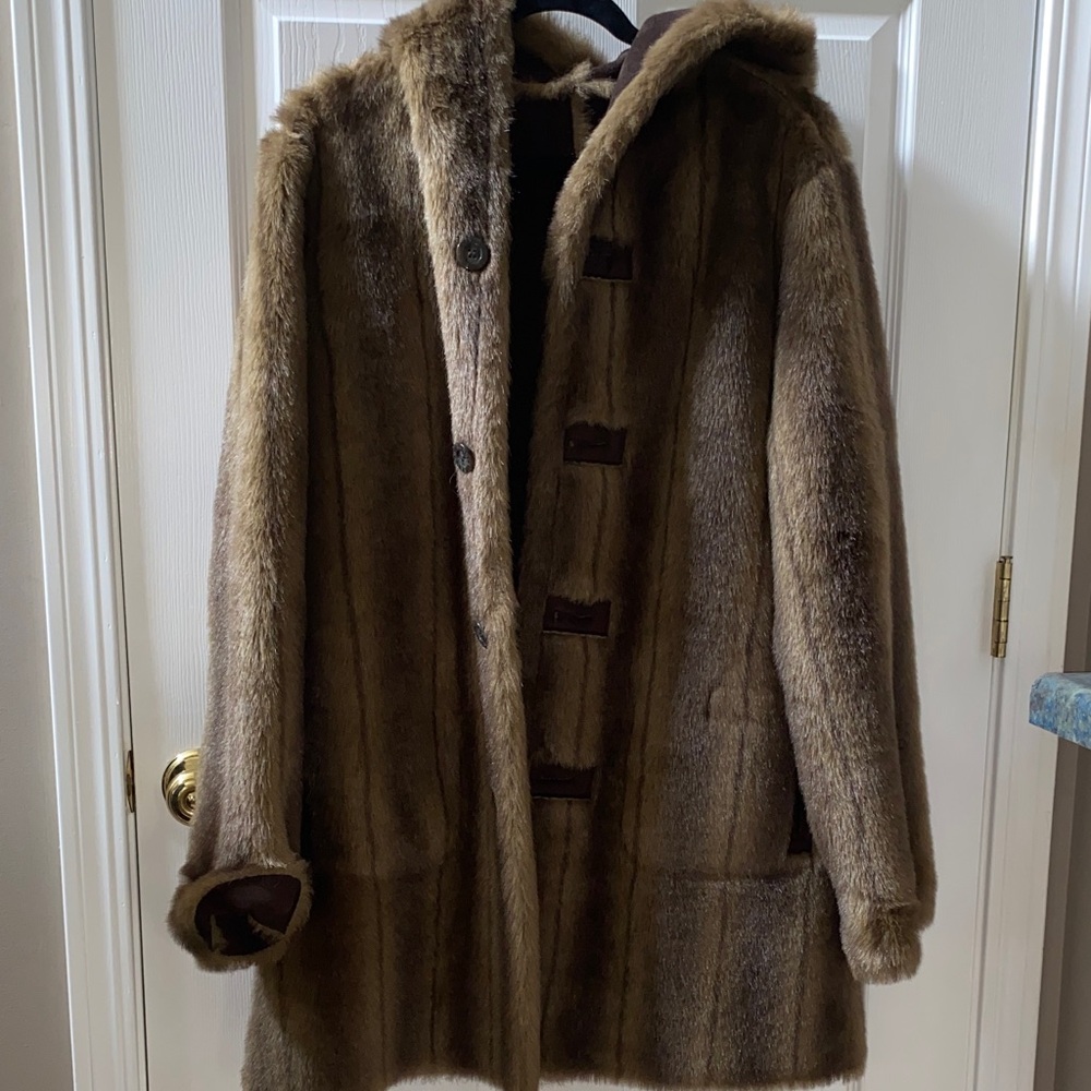 Brown Fur Coat with Hood